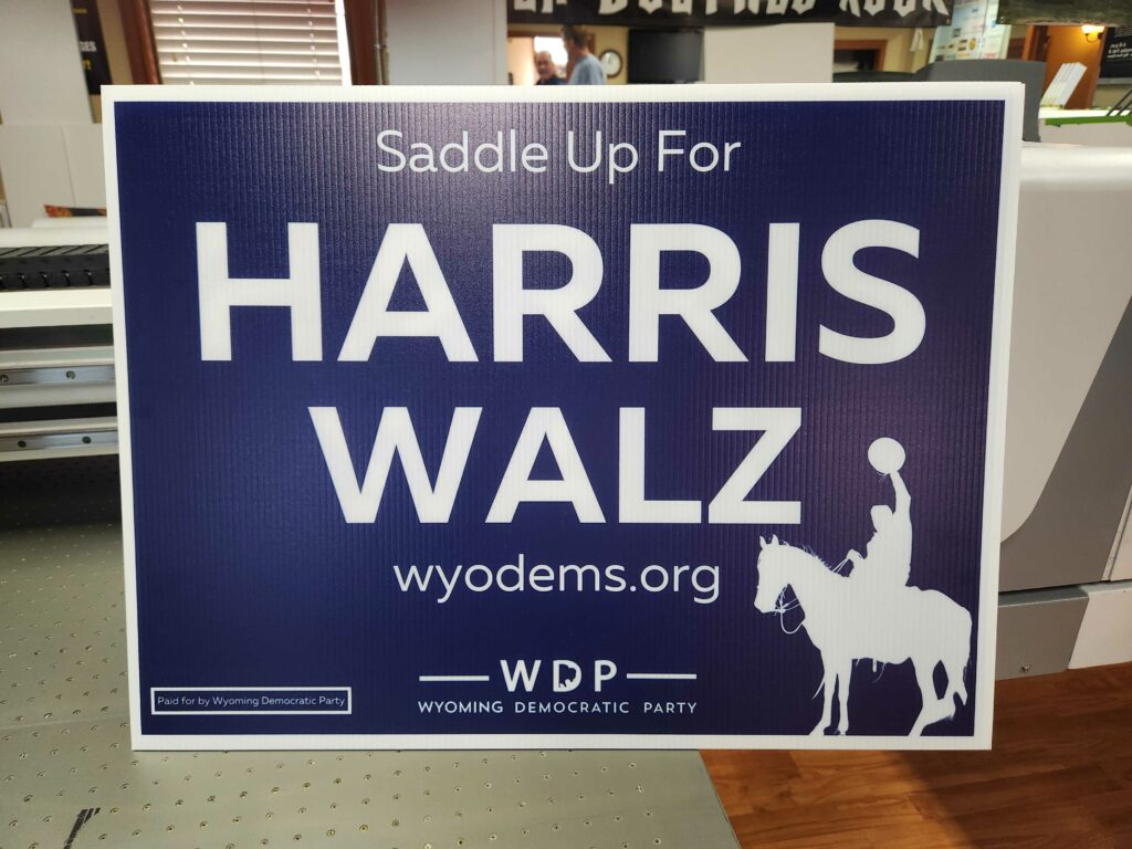 Yard sign localized by WDP advertising the Harris Walz campaign.